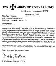 Letter from Mother Delores to Dan Goggin